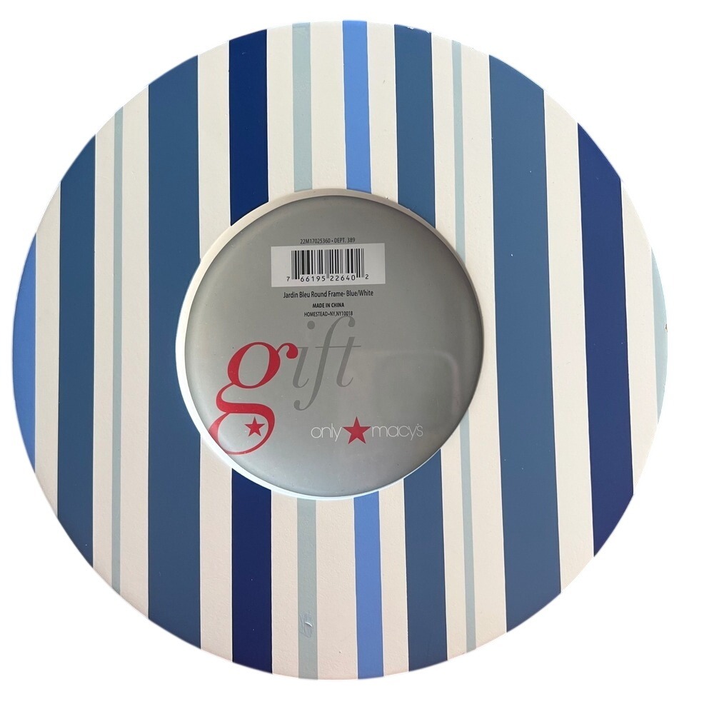 Macy's Jardin Bleu Picture Frame Blue White Striped Nautical 7.5 inch
New in box